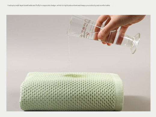 Green Premium 3-Piece Waffle Weave Cotton Towel Set - Lightweight, Quick-Dry & Absorbent - Bath, Hand, Face Cloth