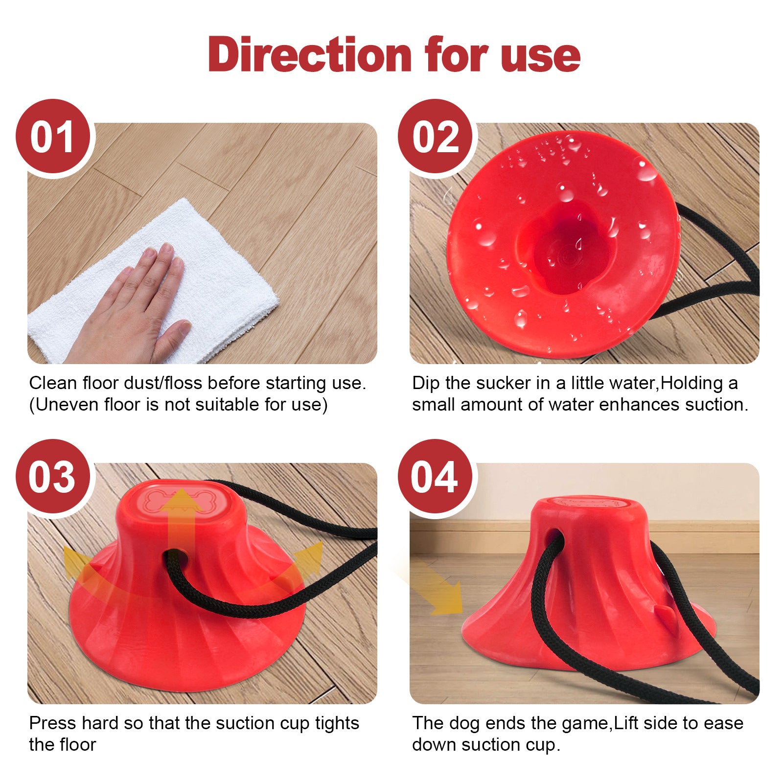 Red Interactive Dog Suction Cup Tug Toy - Durable TPR Chew & Treat Dispenser for Teeth Cleaning & Solo Play