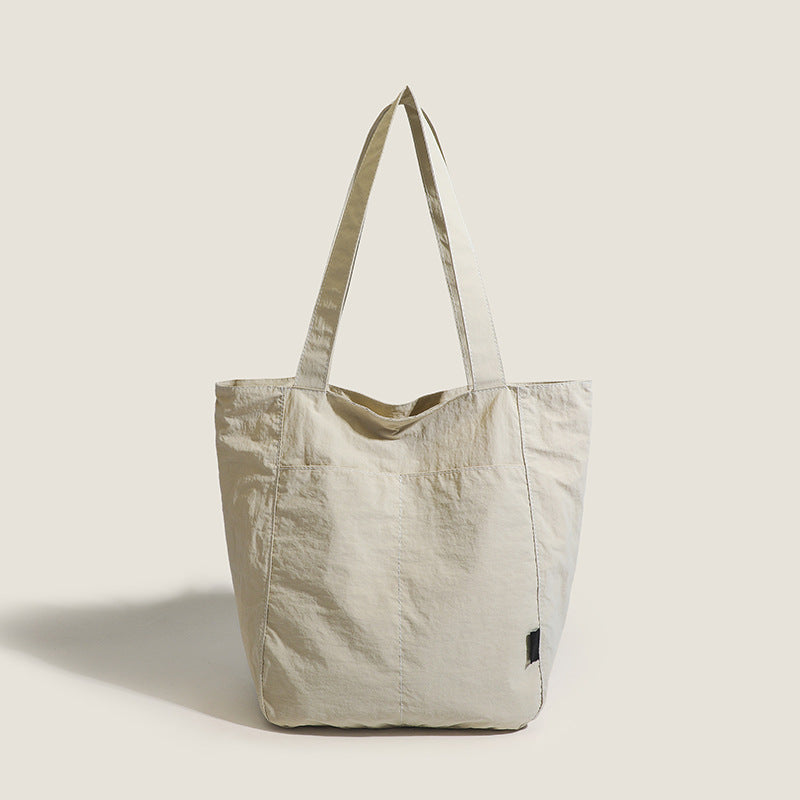 Beige Chic Lightweight Canvas Blend Tote Bag - Stylish Large Capacity Shoulder Bag for Women, Perfect for Commute &amp; Daily Use