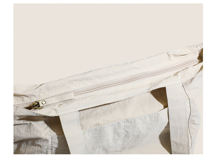 Beige Chic Lightweight Canvas Blend Tote Bag - Stylish Large Capacity Shoulder Bag for Women, Perfect for Commute & Daily Use