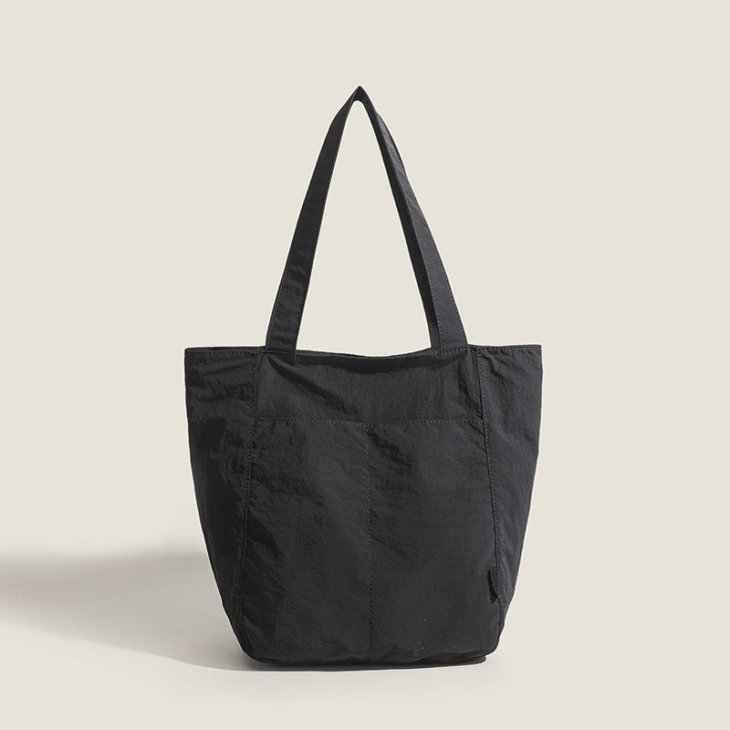 Black Chic Lightweight Canvas Blend Tote Bag - Stylish Large Capacity Shoulder Bag for Women, Perfect for Commute &amp; Daily Use