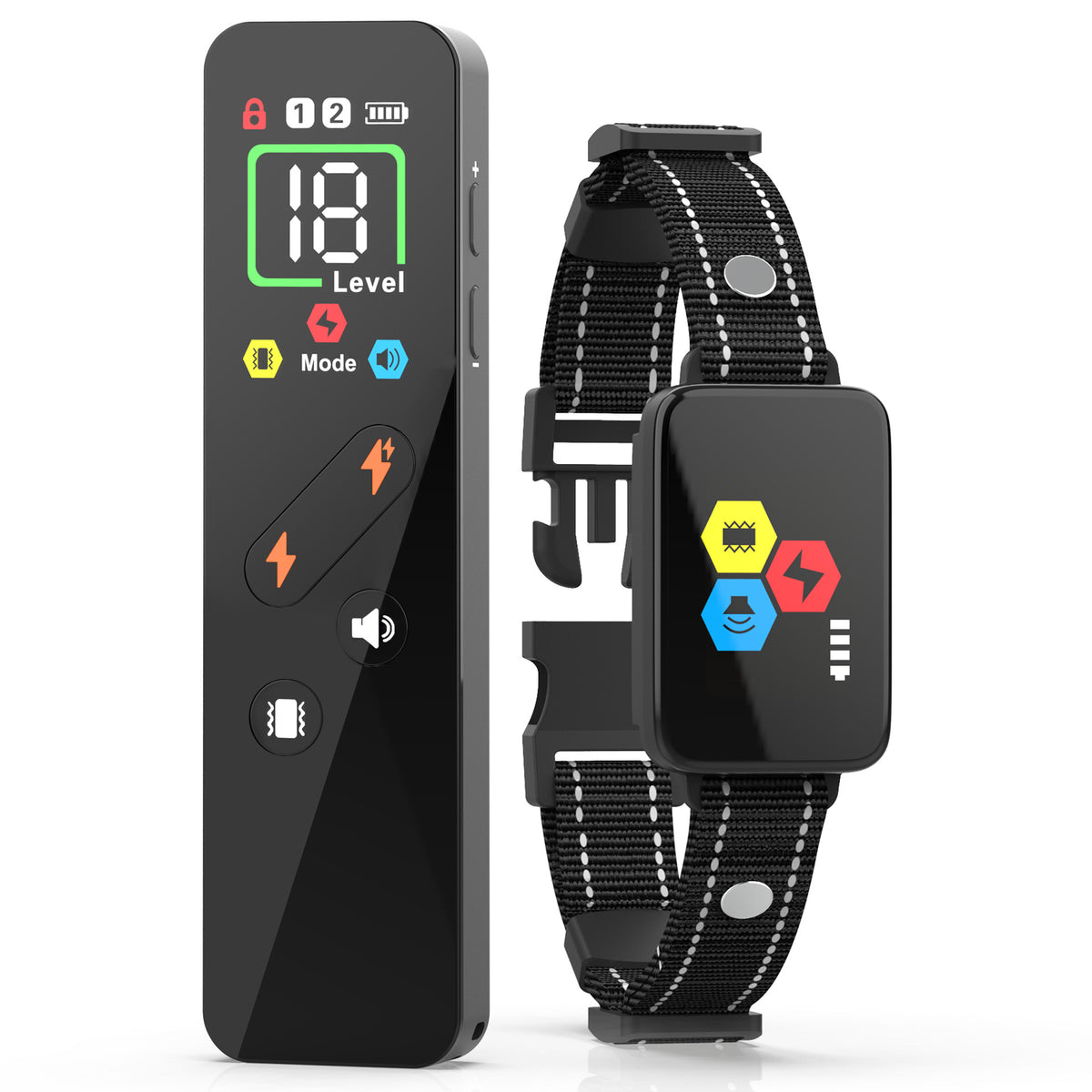 Black Rechargeable Remote Dog Training Collar - Waterproof E-Collar with Beep, Vibration &amp; Shock Modes