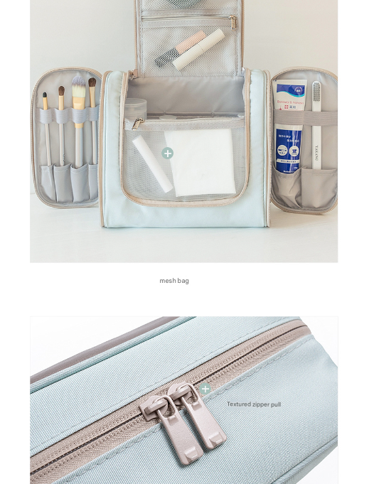 Light Blue Large Capacity Hanging Travel Toiletry Bag - Portable Waterproof Organizer for Cosmetics, Makeup & Toiletries with Multiple Compartments