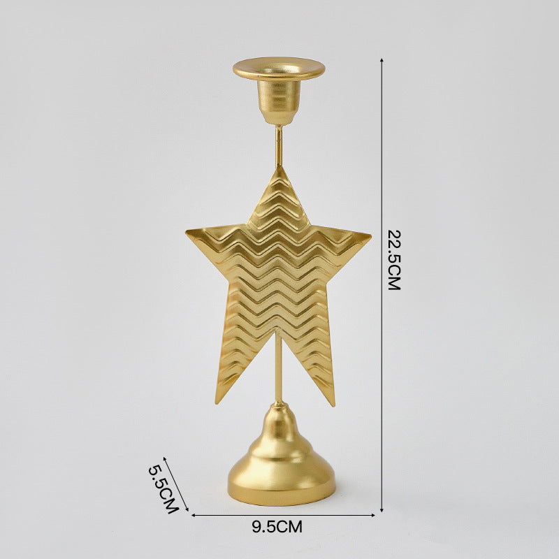Gold Elegant Star Metal Candlestick Holder - Decorative Taper Candle Stand for Home, Tabletop &amp; Special Occasions