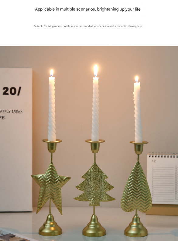 Grey Elegant Star Metal Candlestick Holder - Decorative Taper Candle Stand for Home, Tabletop & Special Occasions