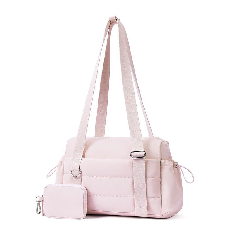Pink Chic Women&#39;s Mini Gym Duffel Bag - Lightweight Nylon Shoulder Tote with Wet Pocket, Multiple Compartments &amp; Removable Pouch