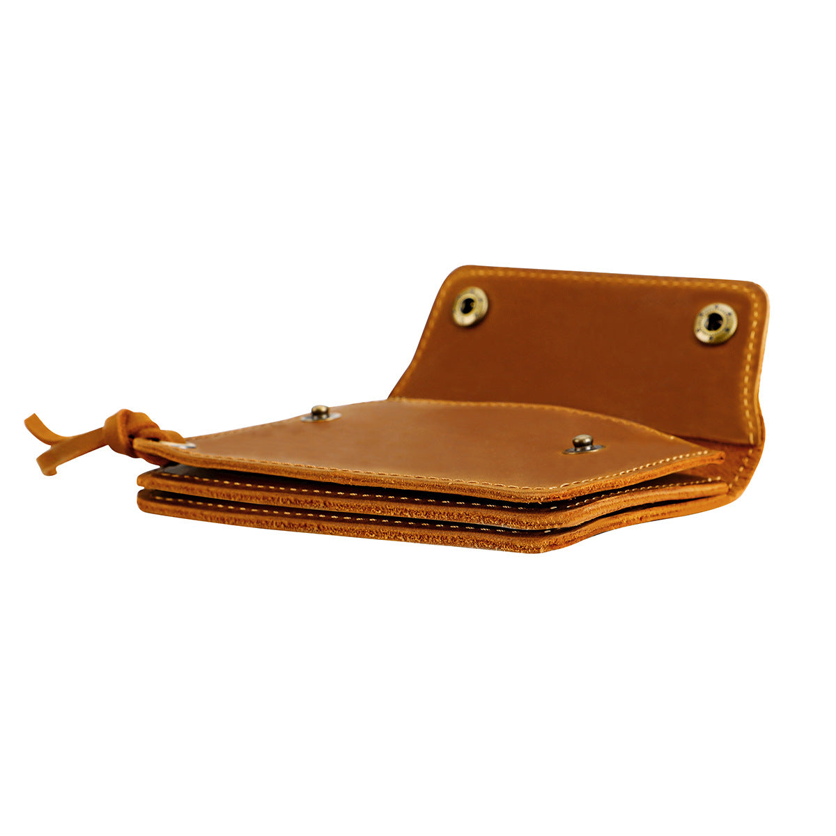 Red Vintage Handmade Crazy Horse Leather Wallet - Compact Card Holder & Zippered Coin Purse with Snap Closure