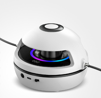 White Smart Electric Jump Rope Machine with Bluetooth Music, Remote Control &amp; LED Lights
