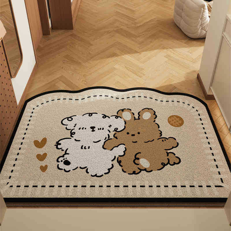 Paradise Partners Set of 2 Cartoon PVC Coil Entrance Mats - Non-Slip Dirt Trapping Door Mats (50x80cm)