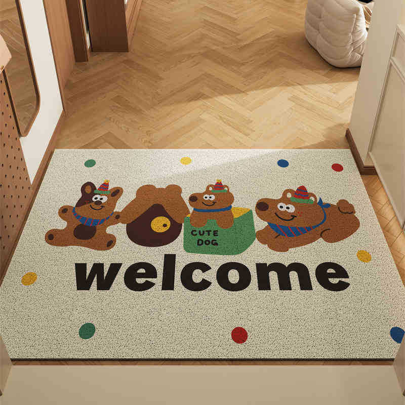 Box Puppy Set of 2 Cartoon PVC Coil Entrance Mats - Non-Slip Dirt Trapping Door Mats (50x80cm)