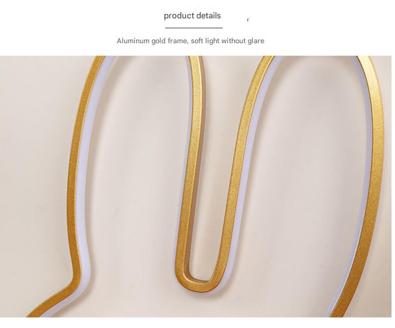 Gold 29x30cm Adorable Bunny LED Wall Night Light - USB Powered Warm White Lamp for Kids Room Decor