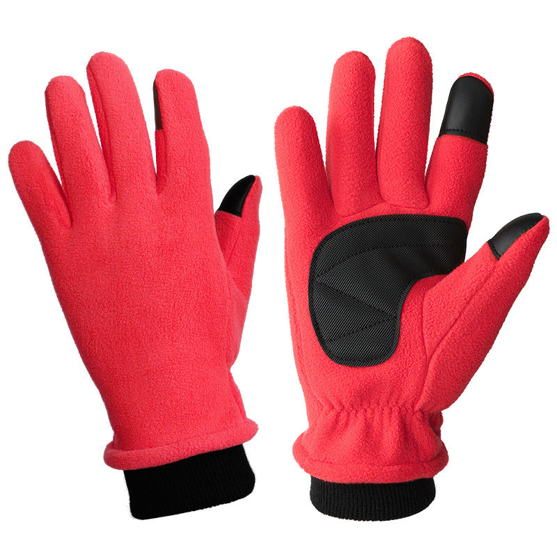 XL Red Warm Windproof Touchscreen Gloves - Anti-Slip Grip for Winter Cycling &amp; Outdoor Sports