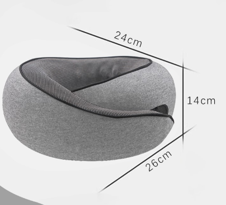 Light Grey Ergonomic Memory Foam Travel Neck Pillow - U-Shaped Support for Naps &amp; Journeys