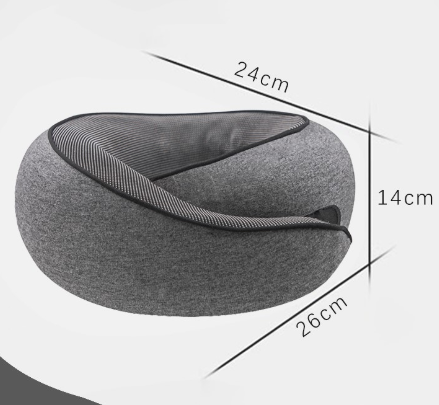 Dark Grey Ergonomic Memory Foam Travel Neck Pillow - U-Shaped Support for Naps &amp; Journeys