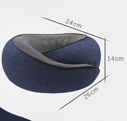 Navy Blue Ergonomic Memory Foam Travel Neck Pillow - U-Shaped Support for Naps &amp; Journeys
