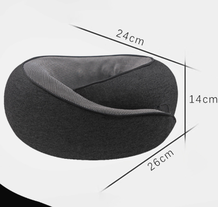Black Ergonomic Memory Foam Travel Neck Pillow - U-Shaped Support for Naps &amp; Journeys