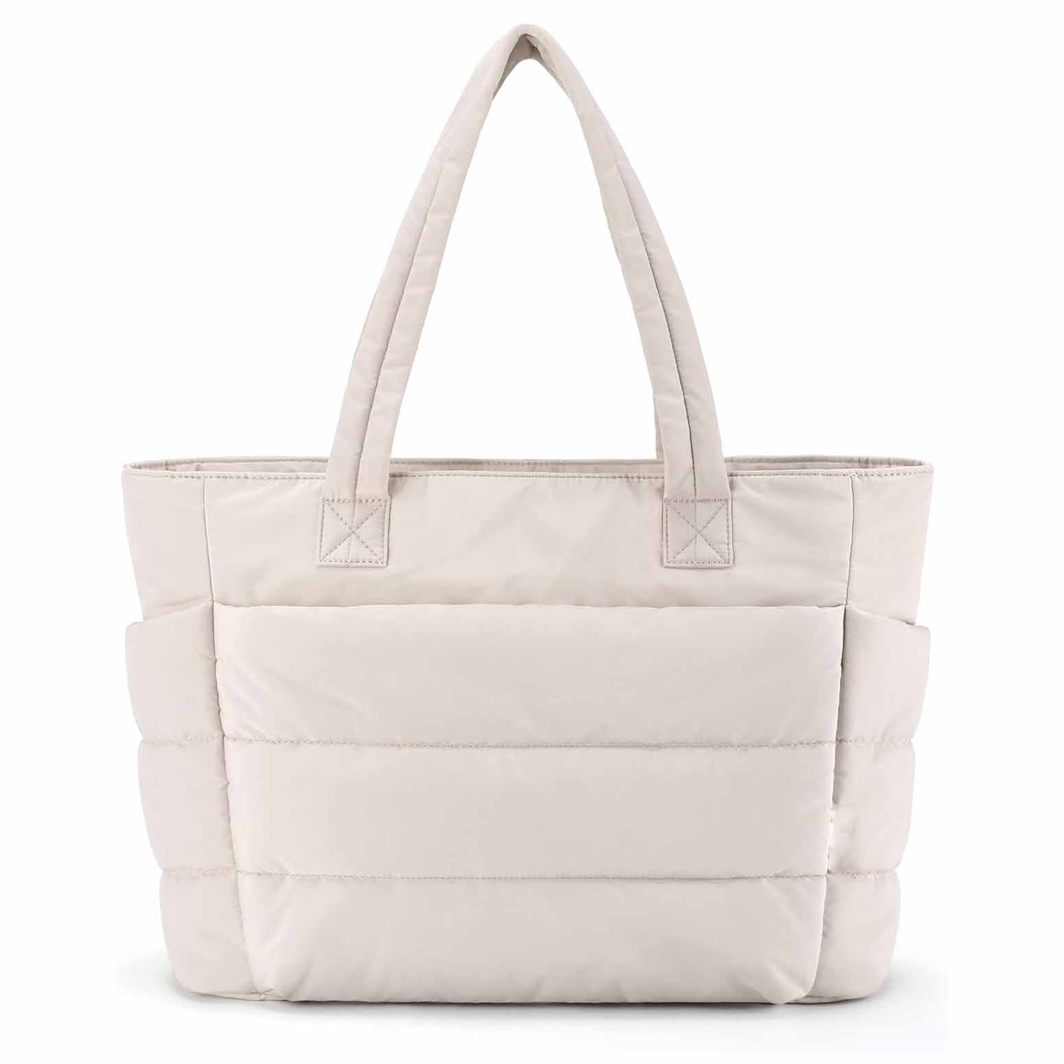 Beige Large Capacity Nylon Tote Bag for Women - Fashionable Travel Shoulder & Crossbody Handbag
