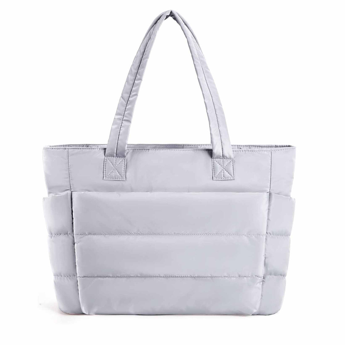 Light Grey Large Capacity Nylon Tote Bag for Women - Fashionable Travel Shoulder &amp; Crossbody Handbag