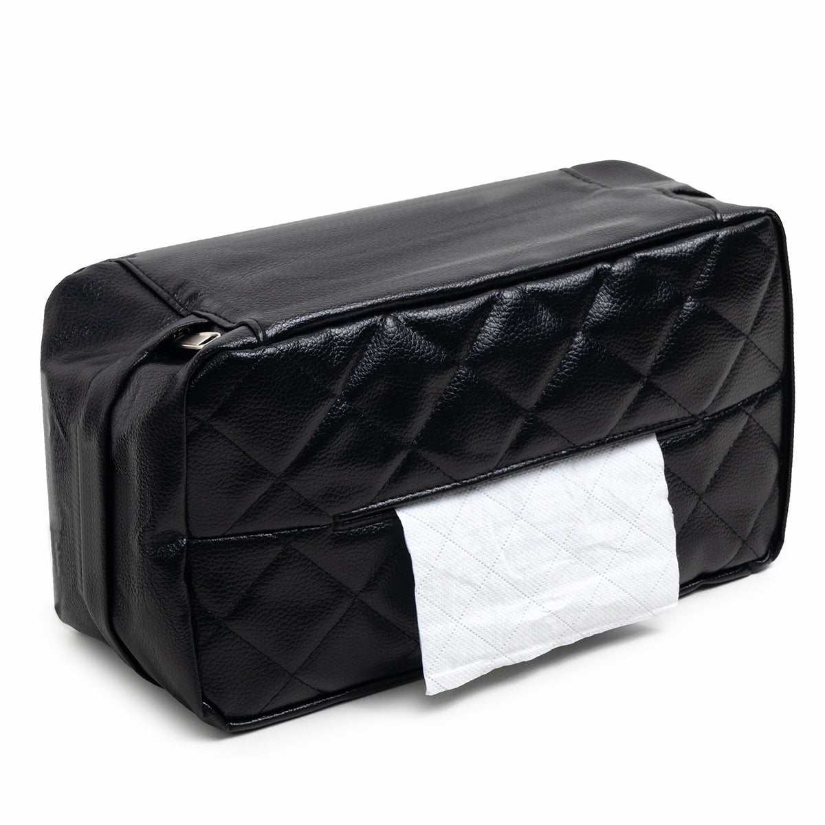Black Universal Leather Car Tissue Box Holder - Visor, Armrest &amp; Seat Back Mount