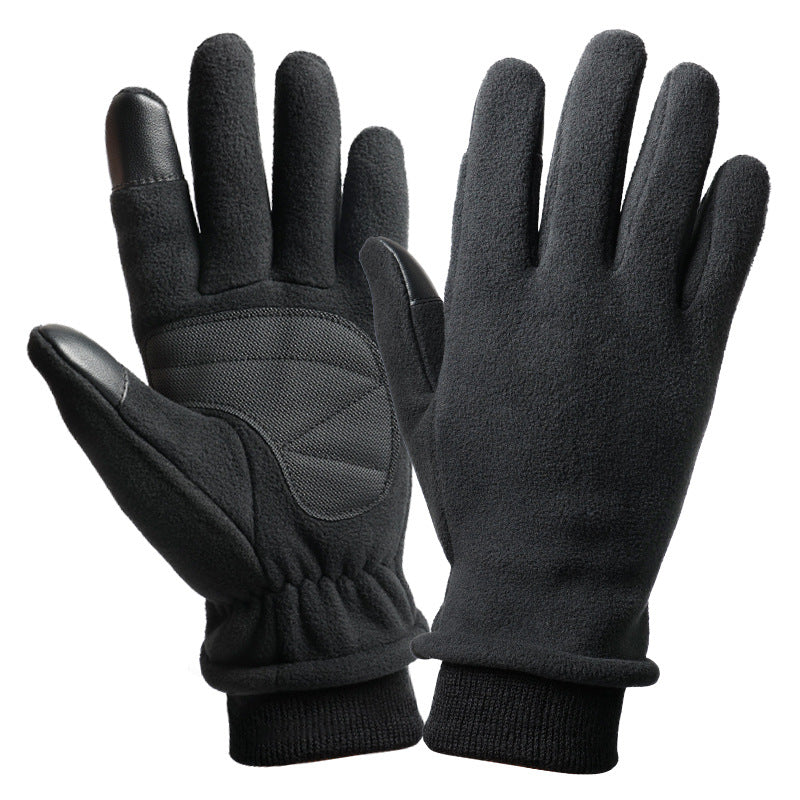 L Black Warm Windproof Touchscreen Gloves - Anti-Slip Grip for Winter Cycling & Outdoor Sports