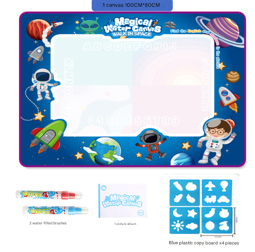 Interplanetary Space Giant Aqua Magic Doodle Mat 100x80cm - Mess-Free Reusable Water Drawing Pad for Creative Kids