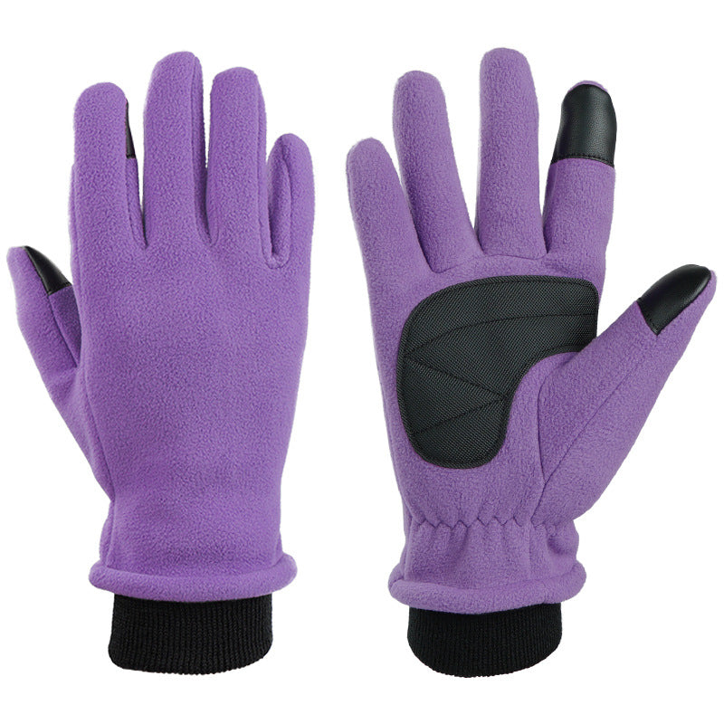 XS Purple Warm Windproof Touchscreen Gloves - Anti-Slip Grip for Winter Cycling &amp; Outdoor Sports