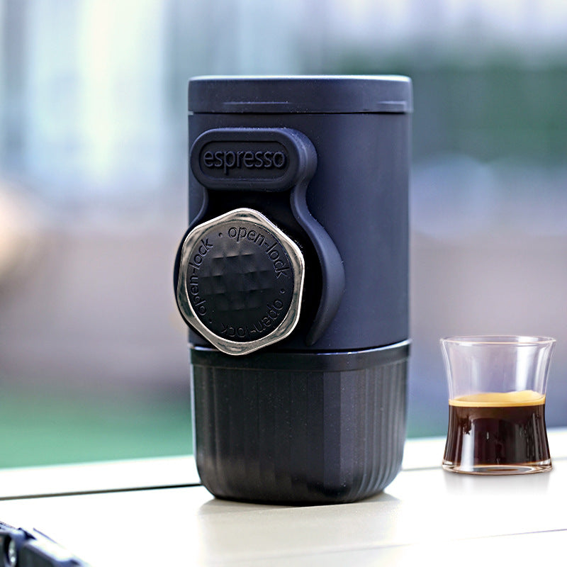 Portable Hand-Press Espresso Maker - Compact Capsule &amp; Powder Coffee Machine