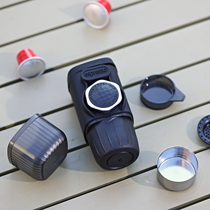 Portable Hand-Press Espresso Maker - Compact Capsule & Powder Coffee Machine