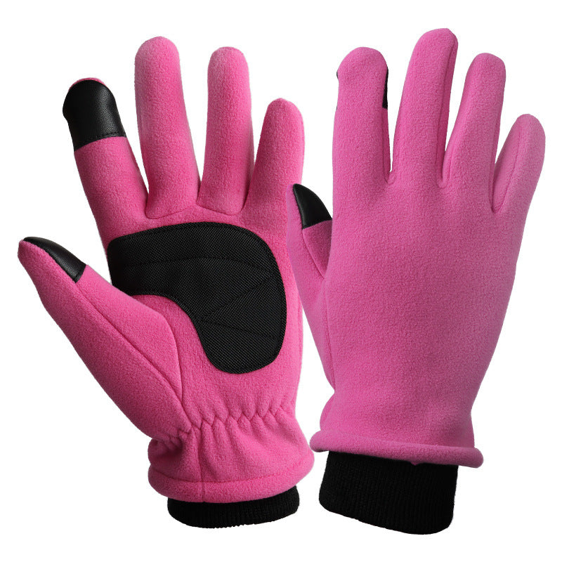 L Pink Warm Windproof Touchscreen Gloves - Anti-Slip Grip for Winter Cycling & Outdoor Sports
