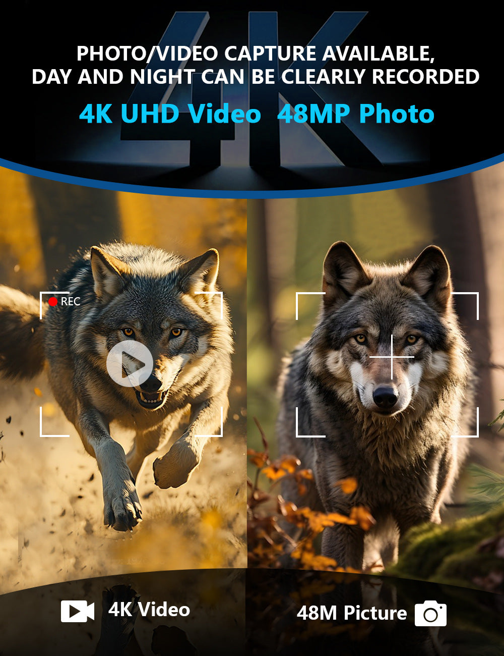 Grey 4K Portable Digital Night Vision Binoculars - HD Photo & Video Infrared Scope