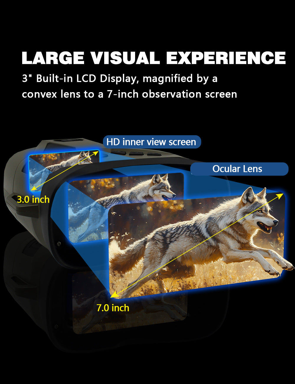 Grey 4K Portable Digital Night Vision Binoculars - HD Photo & Video Infrared Scope