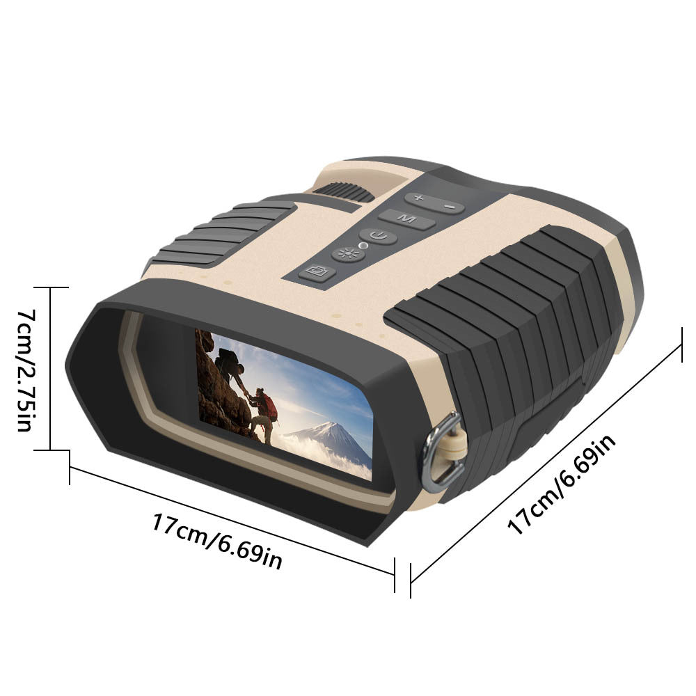 Beige HD Digital Night Vision Binoculars - High Magnification Infrared Scope with Color Night View
