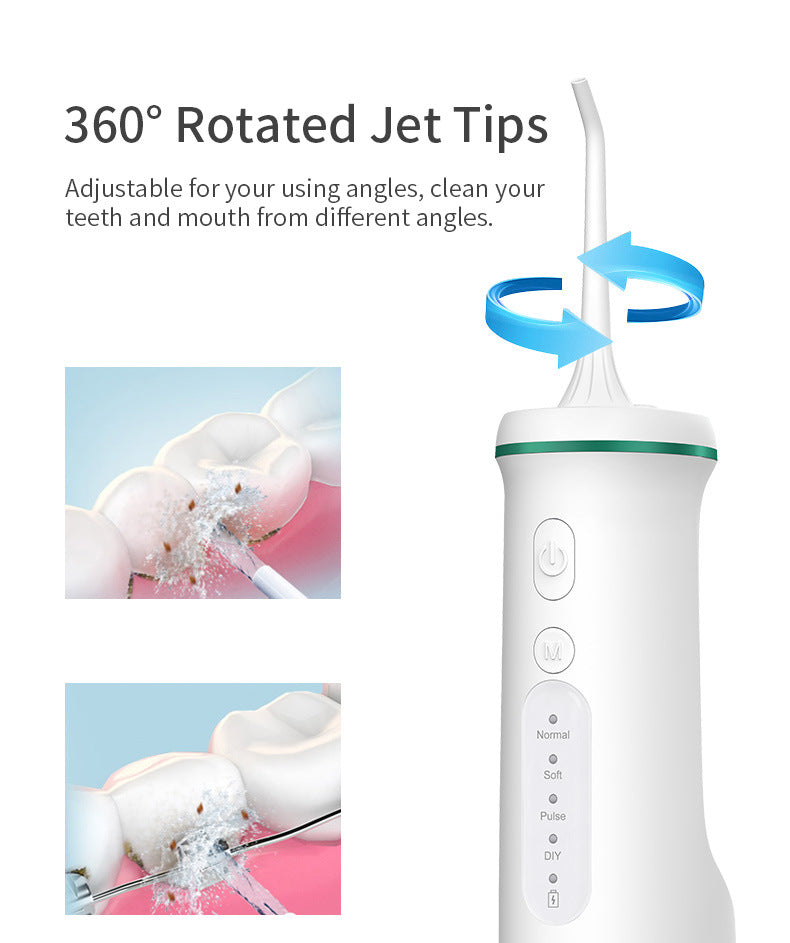 White Home Electric Oral Irrigator - Portable Water Flosser for Teeth Cleaning
