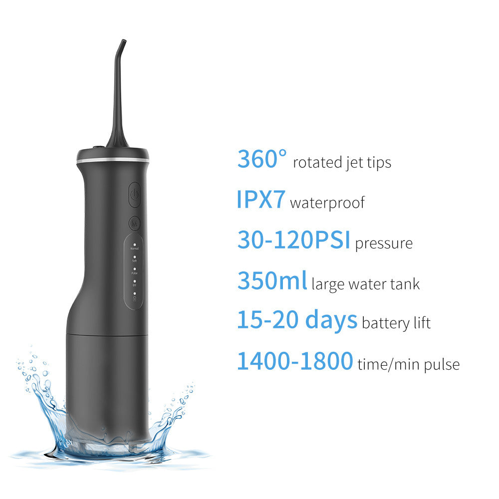 Black Home Electric Oral Irrigator - Portable Water Flosser for Teeth Cleaning