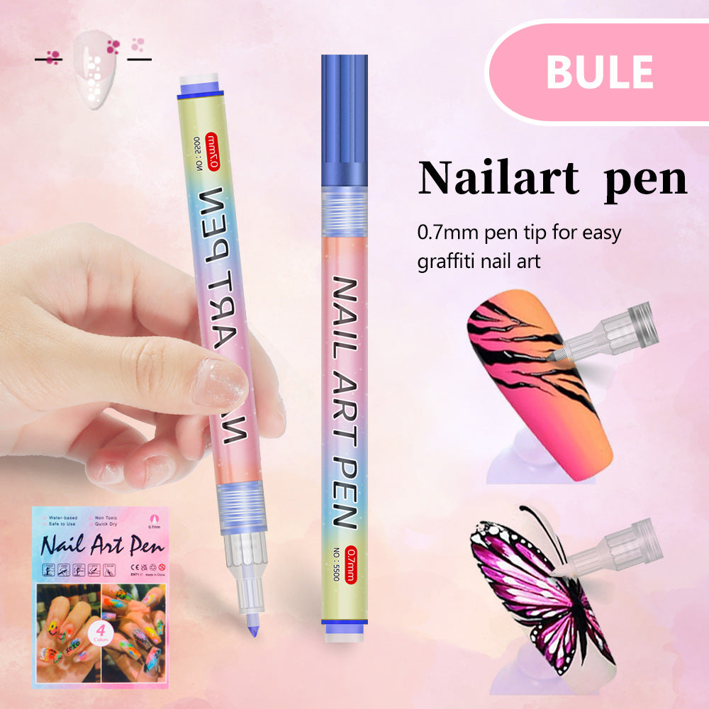 Blue 0.7mm Nail Art Doodle Pen 12 Sticks- Single Color Acrylic Marker for Nail Design, No-Bake