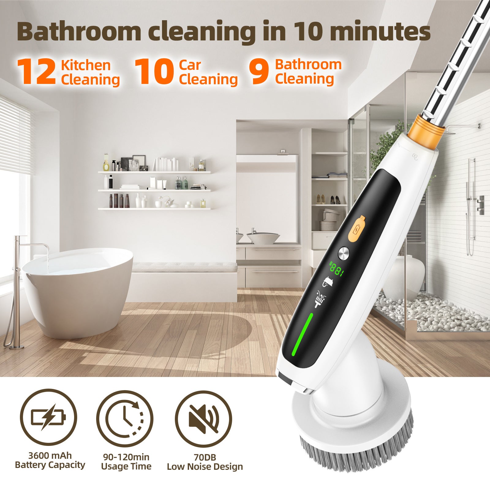 Simple Millet Style Powerful Torque Silent Extendable Smart-Sensing Electric Cleaning Brush