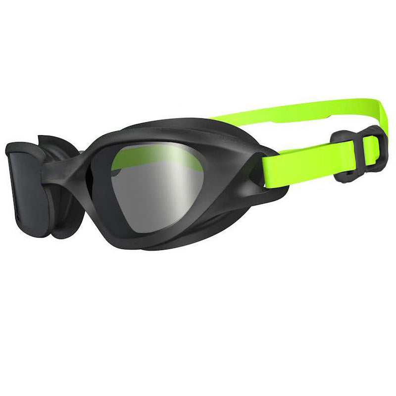 Black-green Premium Full-View Anti-Fog Adult Swim Goggles with Transparent Case