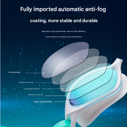 White-green Premium Full-View Anti-Fog Adult Swim Goggles with Transparent Case