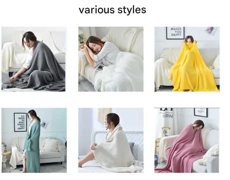 110cm x 150cm Grey Knitted Sofa Blanket for Autumn and Winter Naps