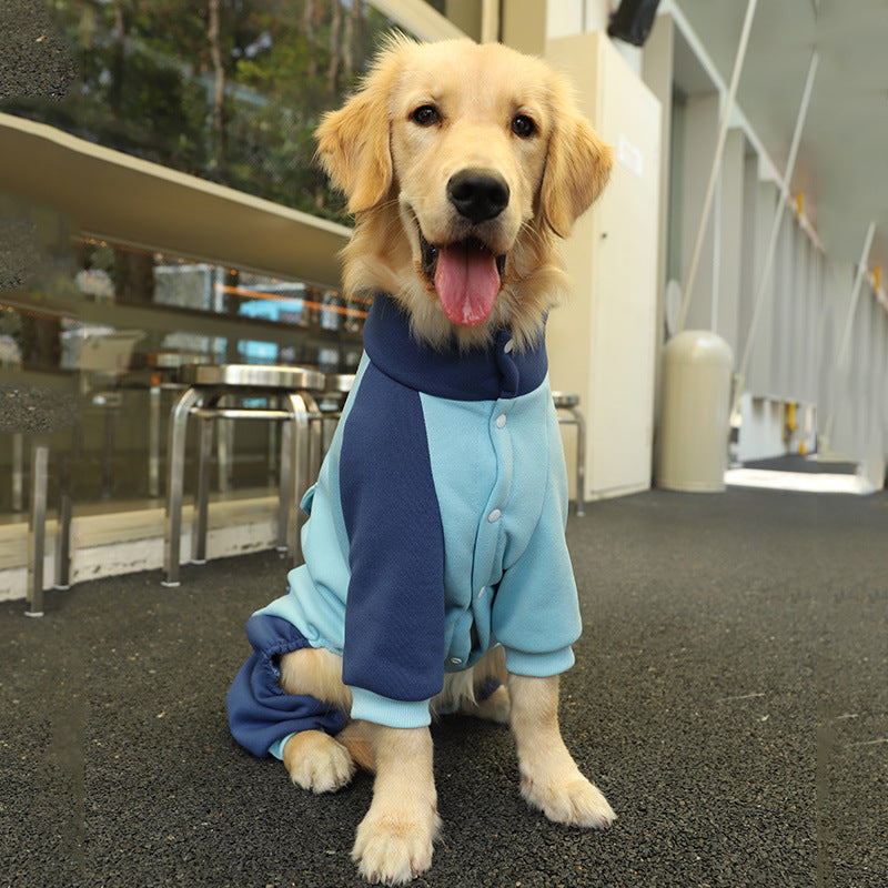 6XL Recommended 50-60 Pounds Blue Autumn-Winter Dog Hoodie for Medium to Large Breeds - Golden Retriever & Labrador