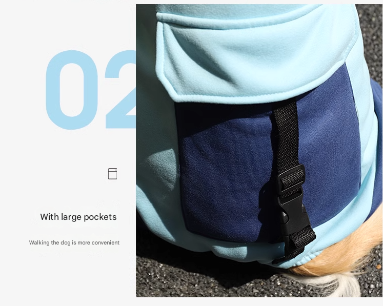 6XL Recommended 50-60 Pounds Blue Autumn-Winter Dog Hoodie for Medium to Large Breeds - Golden Retriever & Labrador