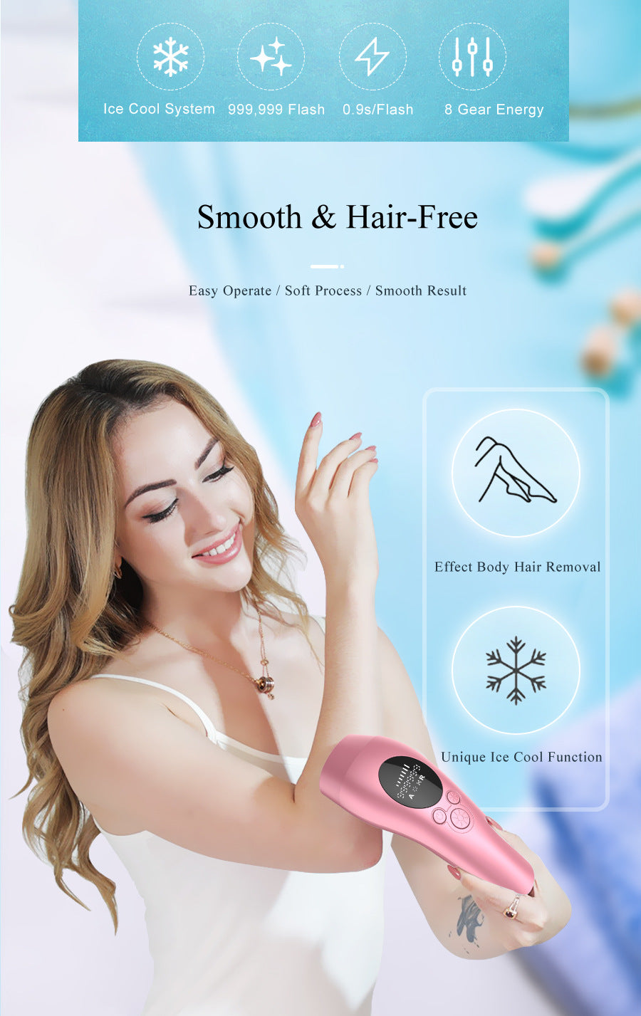 Green Light Spot Beauty Hair Removal Device - Smooth Skin Solution