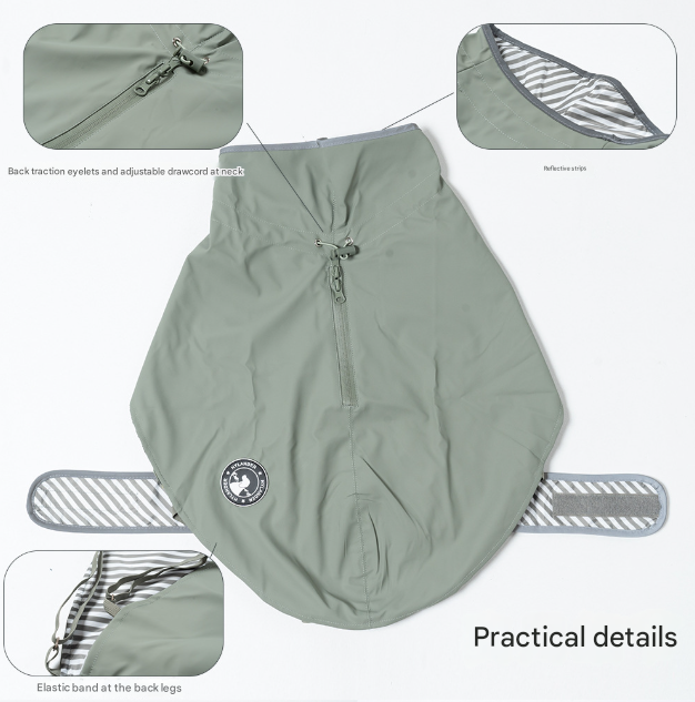 55# Yellow Waterproof Reflective Dog Raincoat for Small to Large Dogs