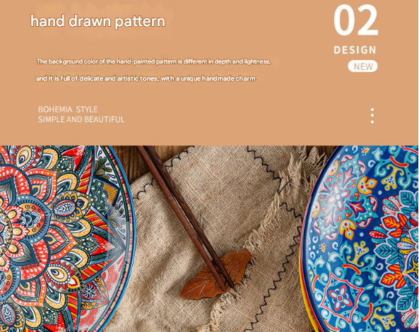 Gulpulsar Orange 10-Inch Bohemian Ceramic Shallow Plate