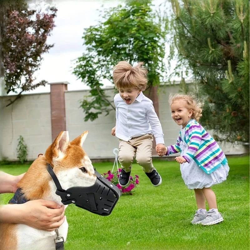 L Adjustable Leather Dog Muzzle for Large Breeds, Anti-Bite and Anti-Bark