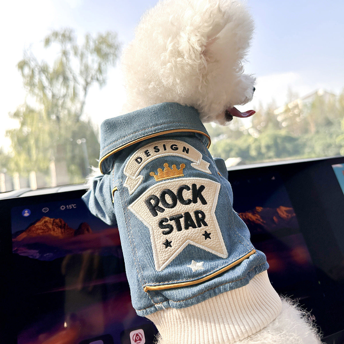 L Around 12kg Rock &#39;n&#39; Roll Denim Chic Denim Pet Vest - Stylish Jean Jacket for Dogs &amp; Cats - Spring, Summer &amp; Autumn Fashion