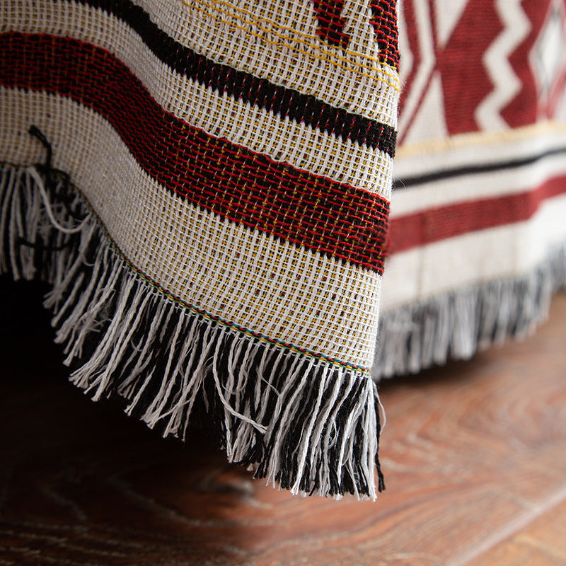 Navajo Nordic Style Woven Throw Blanket - Chic Sofa Cover with Fringe - 130 x 180cm