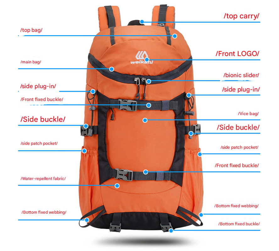 Black 20L Women's Orange Mountaineering Backpack - Water-Resistant