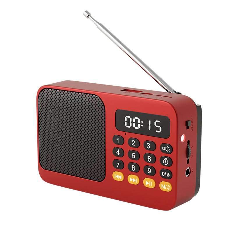 Portable Digital Music Player &amp; FM Radio,4 Playback Modes, LED Flashlight(Red)