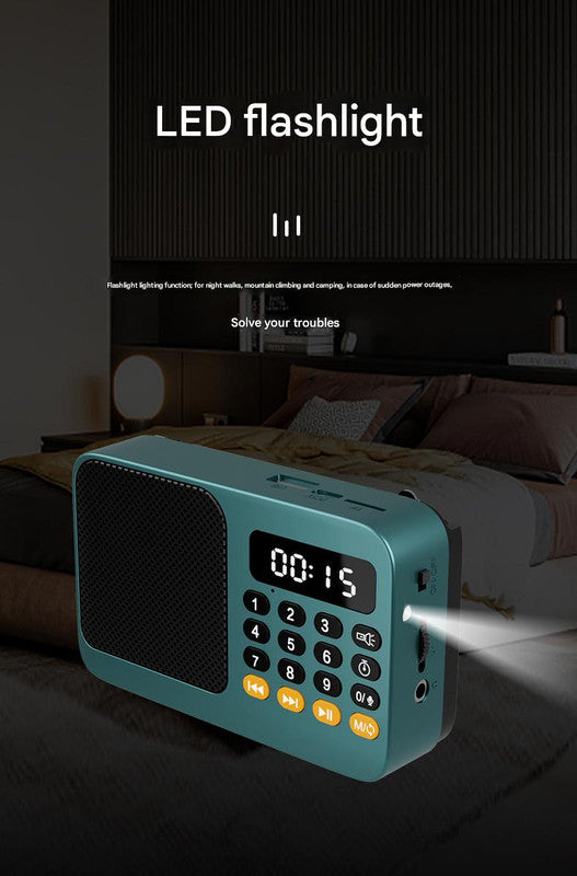 Portable Digital Music Player & FM Radio,4 Playback Modes, LED Flashlight(White)